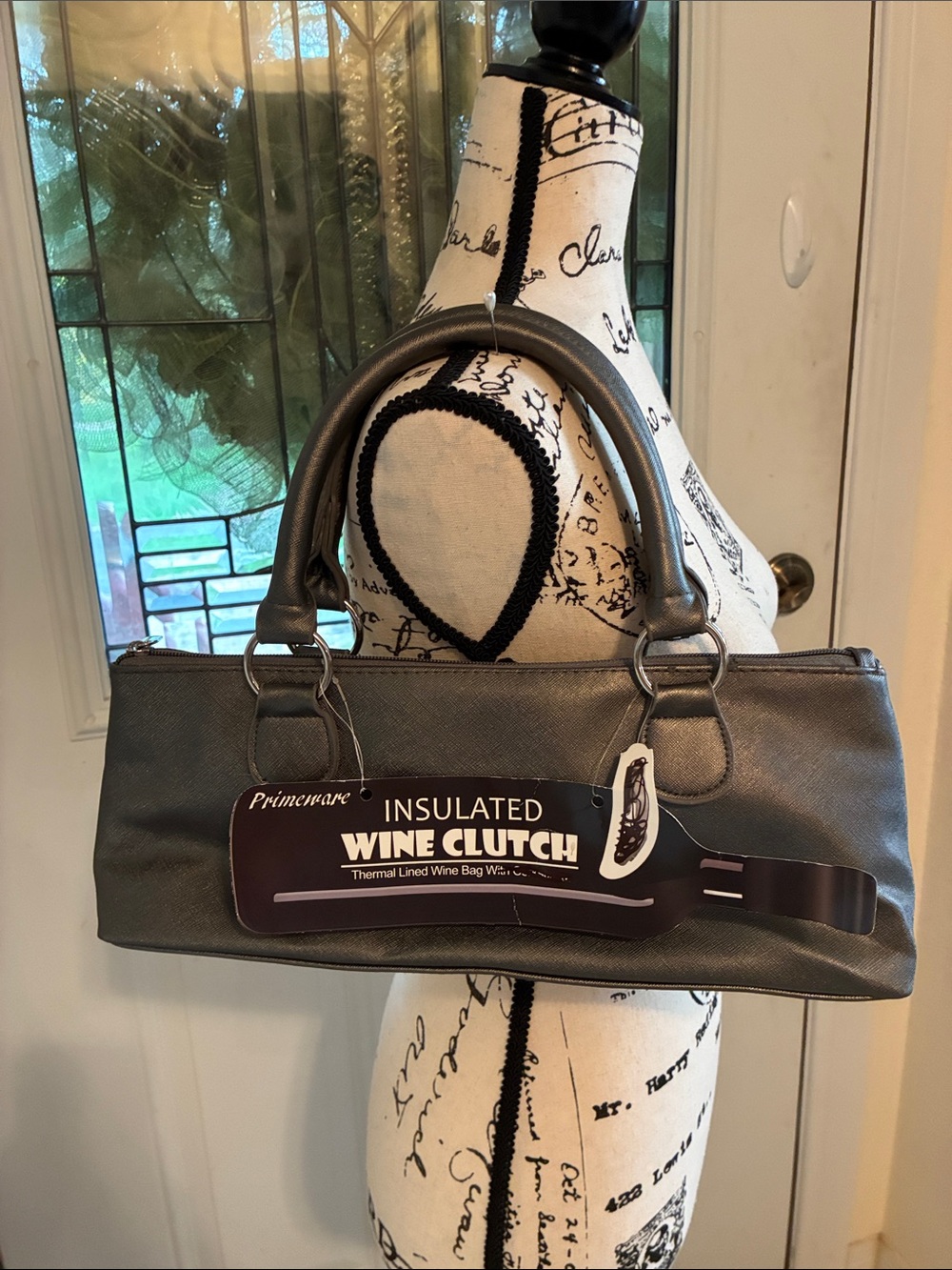 Insulated Wine Clutch in Dark Gray- With Corkscrew-NWT’s
